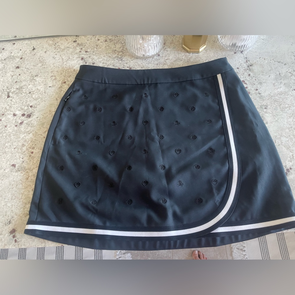 G/Fore Black Skort with heart/skull accents